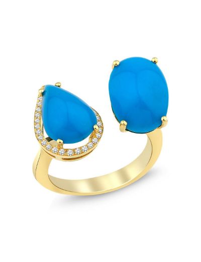 Çift Kol Tasarım Firuze Yüzük resmi