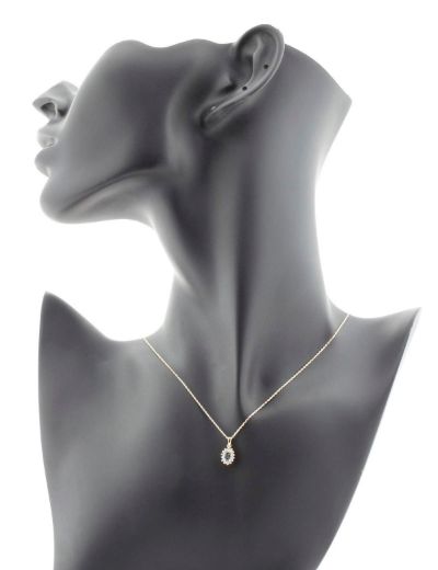 Klasik Pırlanta Anturaj Oval Safir Kolye resmi