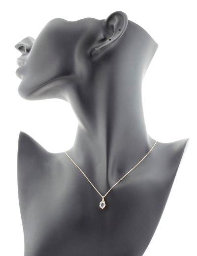 Klasik Pırlanta Anturaj Oval Safir Kolye resmi