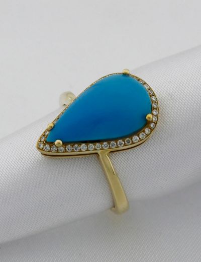 0.22 Karat Pırlantalı Firuze Yüzük PY1794-1 resmi