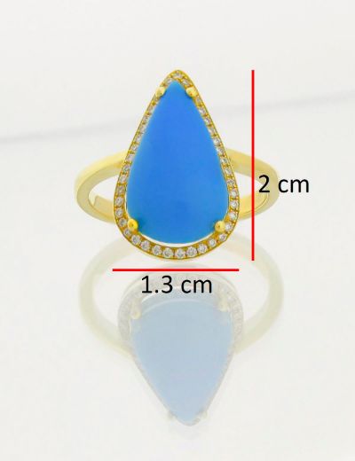 0.22 Karat Pırlantalı Firuze Yüzük PY1794-1 resmi