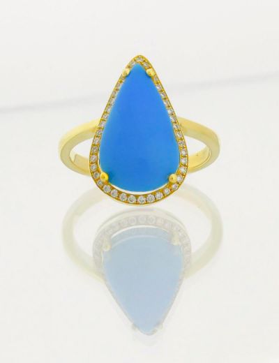 0.22 Karat Pırlantalı Firuze Yüzük PY1794-1 resmi