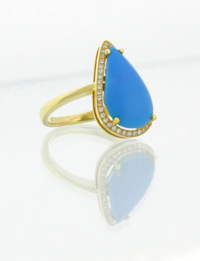 0.22 Karat Pırlantalı Firuze Yüzük PY1794-1 resmi