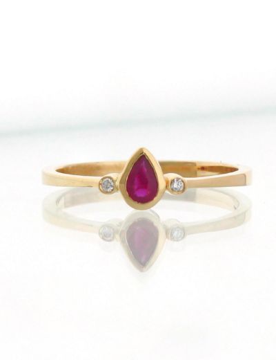 0.27 Karat Damla Yakut 0.01 Karat Pırlanta Yüzük resmi