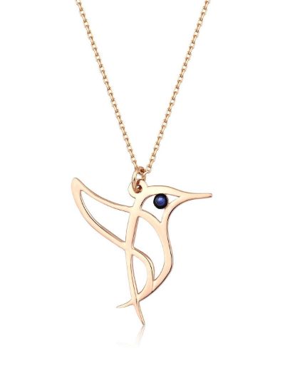 Safir Sinek Kuşu Rose Gold Kolye resmi