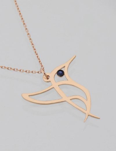 Safir Sinek Kuşu Rose Gold Kolye resmi