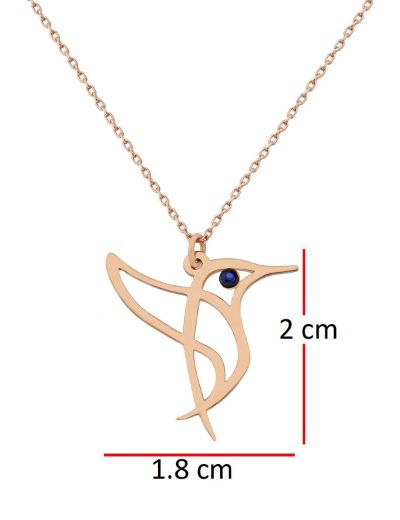 Safir Sinek Kuşu Rose Gold Kolye resmi