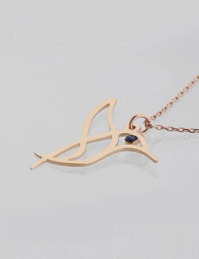 Safir Sinek Kuşu Rose Gold Kolye resmi