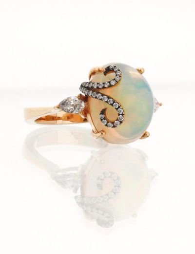 Opal Taşlı Pırlanta Tasarım Yüzük resmi
