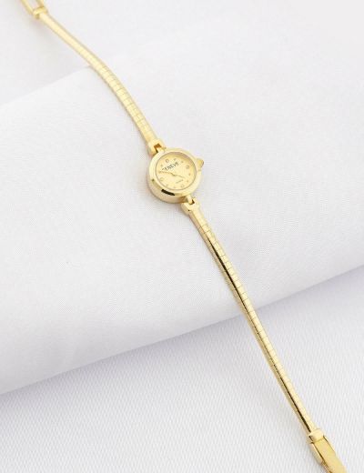 14 Ayar Altın Balık Sırtı Yuvarlak Kadın Saat resmi