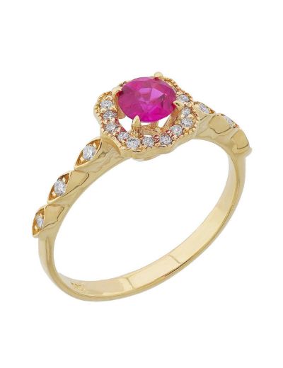 Vintage Yakut Tasarım Pırlanta Yüzük resmi