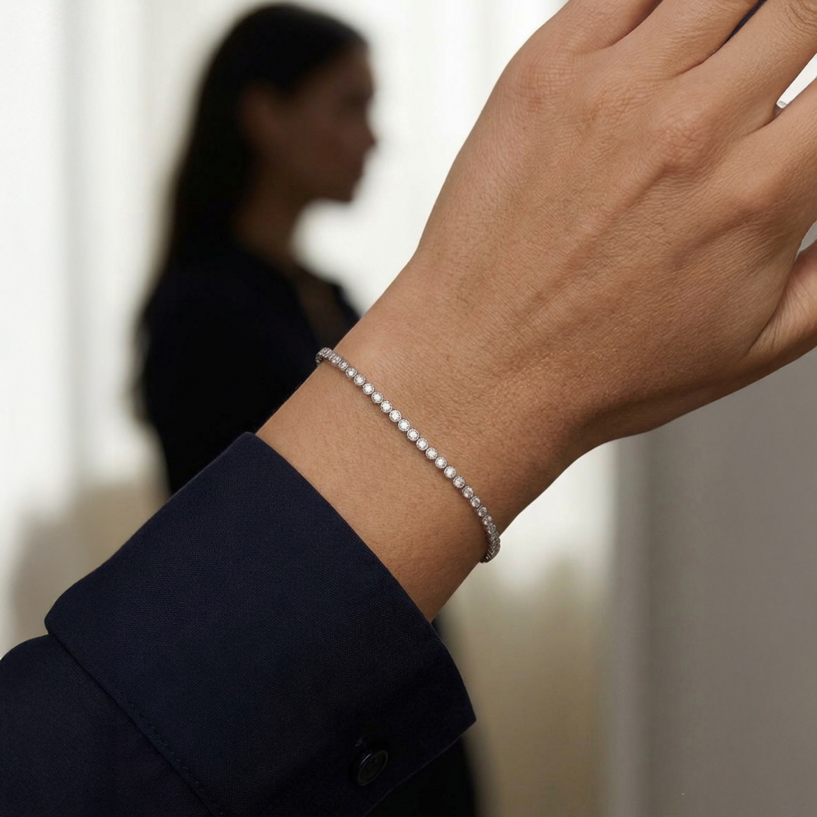 0.79ct (E-F vs) Pırlanta Su Yolu Bileklik resmi