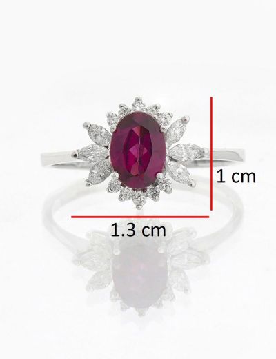 Lotus Çiçeği Rhodolite Tektaş Pırlanta Yüzük resmi