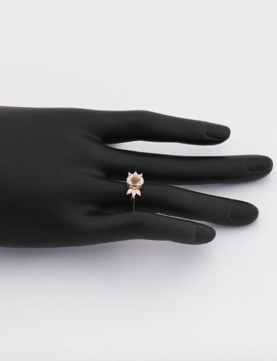 Lotus Çiçeği Morganite Tektaş Pırlanta Yüzük resmi