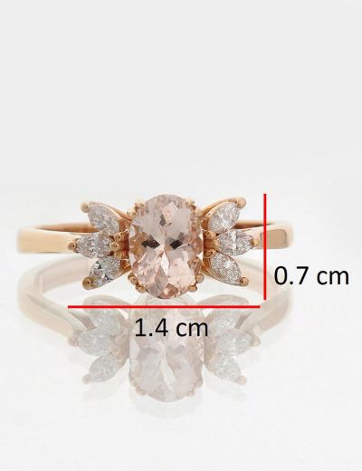 Lotus Çiçeği Morganite Tektaş Pırlanta Yüzük resmi