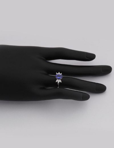 Lotus Çiçeği Tanzanite Tektaş Pırlanta Yüzük resmi