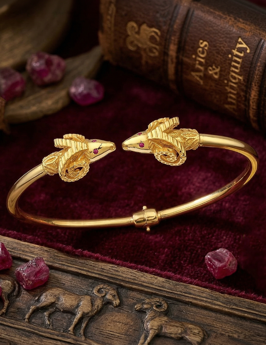 Altın Koç Başı Kelepçe Bilezik / 22 Ayar resmi