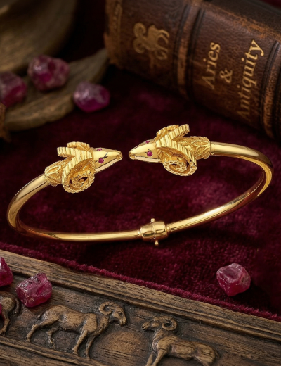 Altın Koç Başı Kelepçe Bilezik / 22 Ayar resmi