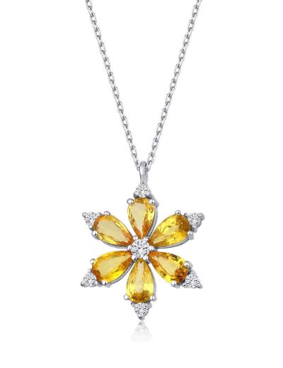 Sarı Safir Lotus Çiçeği Kolye resmi