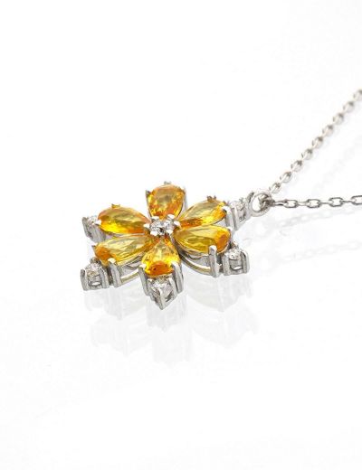 Sarı Safir Lotus Çiçeği Kolye resmi