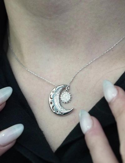 Pırlanta Ay - Yıldız (Güneş) Kolye resmi