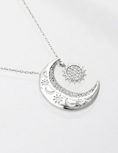 Pırlanta Ay - Yıldız (Güneş) Kolye resmi