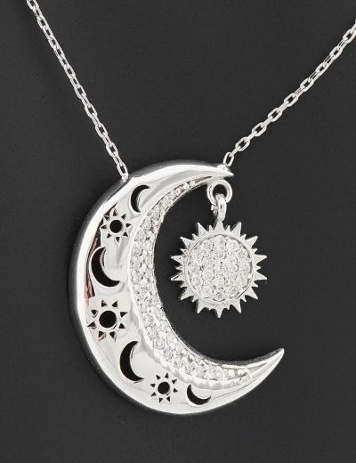 Pırlanta Ay - Yıldız (Güneş) Kolye resmi