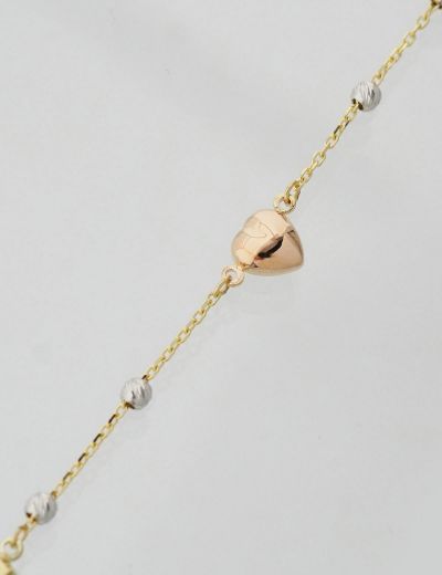 14 Ayar Altın Kalp Tasarım Bileklik resmi