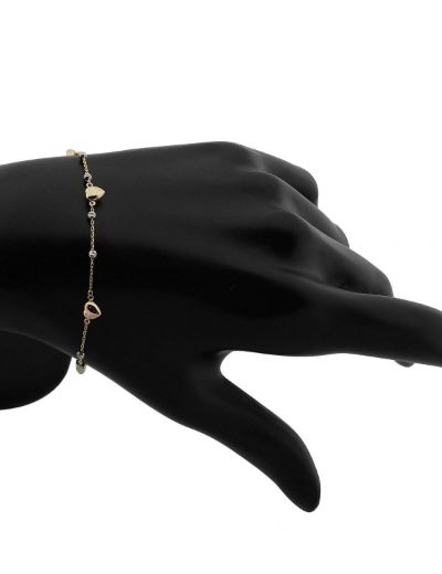 14 Ayar Altın Kalp Tasarım Bileklik resmi