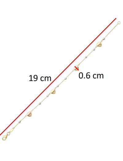 14 Ayar Altın Kalp Tasarım Bileklik resmi