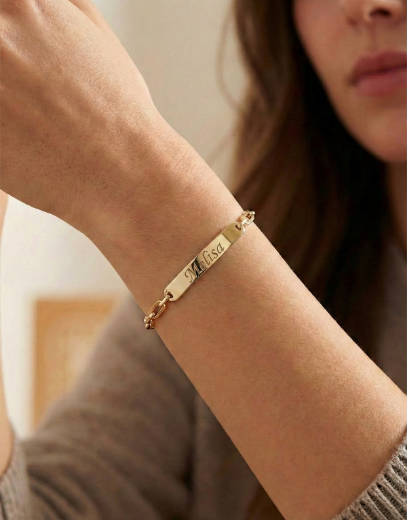 14 Ayar Altın Kişiye Özel Künye Bileklik resmi