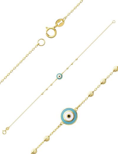 14 Ayar Altın Nazar Boncuğu Bileklik resmi