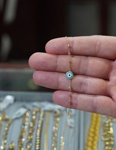 14 Ayar Altın Nazar Boncuğu Bileklik resmi