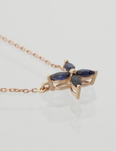 Ixora Safir Rose Gold Kolye resmi