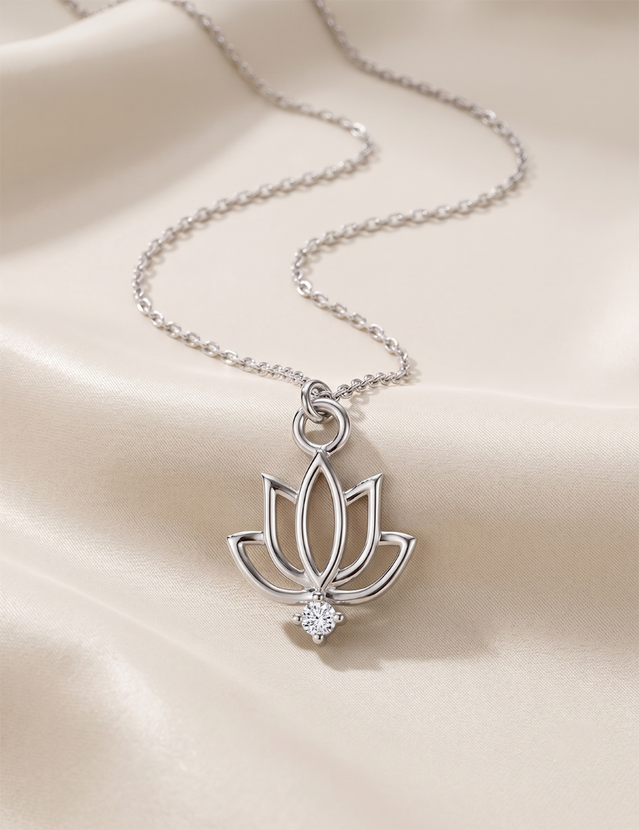 Pırlanta Lotus Çiçeği Kolye resmi