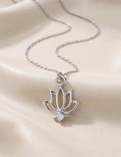 Pırlanta Lotus Çiçeği Kolye resmi