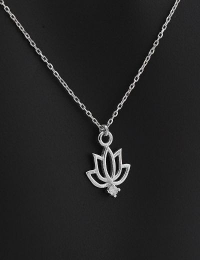 Pırlanta Lotus Çiçeği Kolye resmi