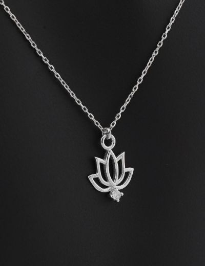 Pırlanta Lotus Çiçeği Kolye resmi