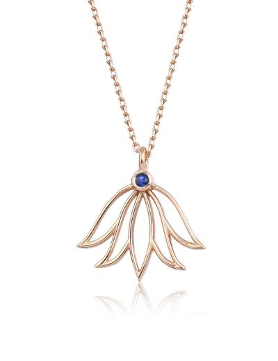 Safir Lotus Çiçeği Kolye resmi