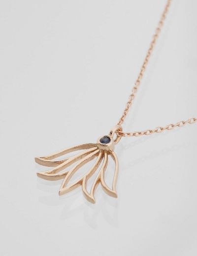 Safir Lotus Çiçeği Kolye resmi