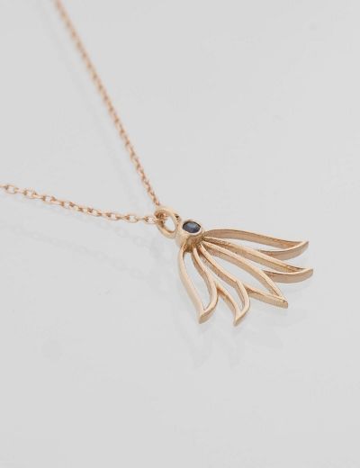 Safir Lotus Çiçeği Kolye resmi