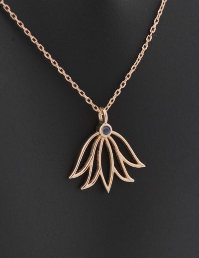 Safir Lotus Çiçeği Kolye resmi