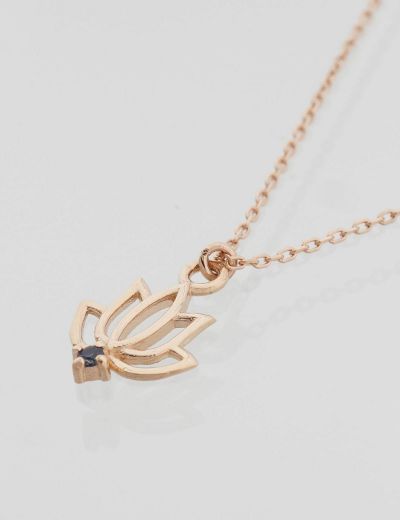 Safir Lotus Çiçeği Kolye resmi