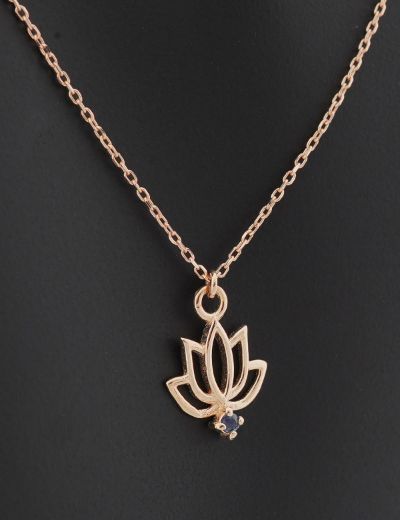 Safir Lotus Çiçeği Kolye resmi