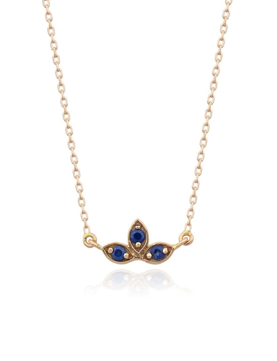 Safir Lotus Çiçeği Kolye resmi