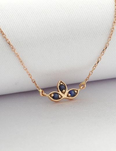 Safir Lotus Çiçeği Kolye resmi