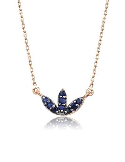 Safir Lotus Çiçeği Kolye resmi