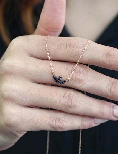 Safir Lotus Çiçeği Kolye resmi