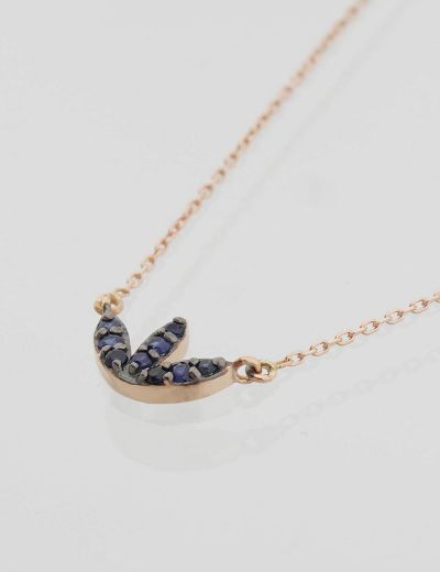 Safir Lotus Çiçeği Kolye resmi