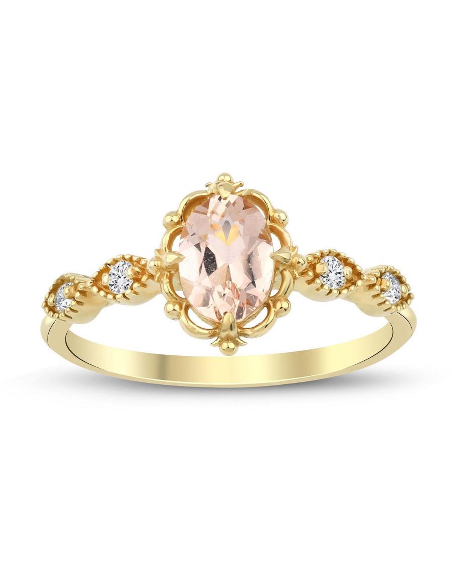 Vintage Morganite Tektaş Pırlanta Yüzük resmi